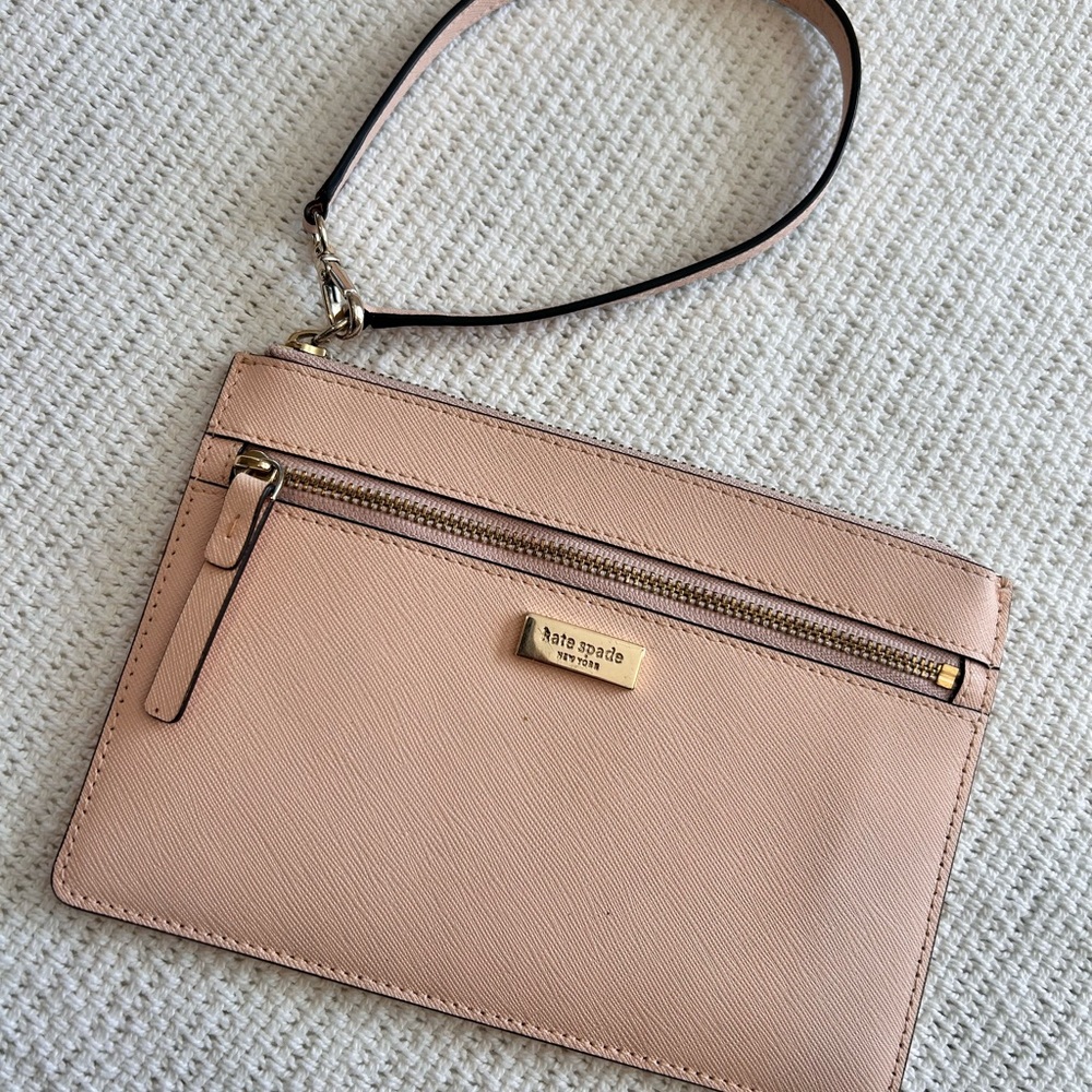 Kate Spade Blush Clutch with Gold Accents